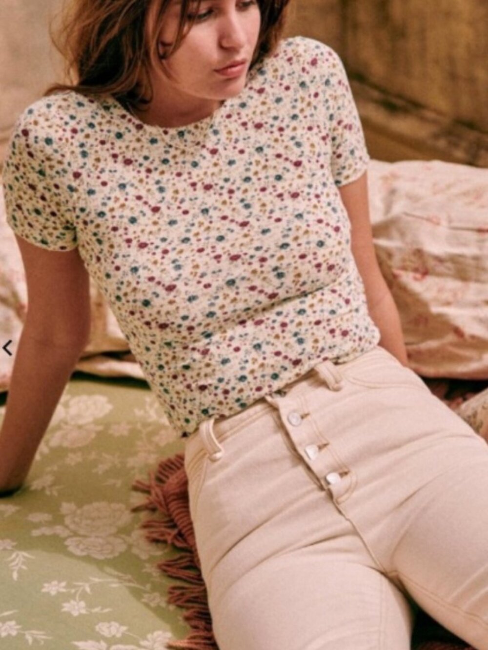Sezane Reversible Floral T Shirt Top - Picture 2 of 13